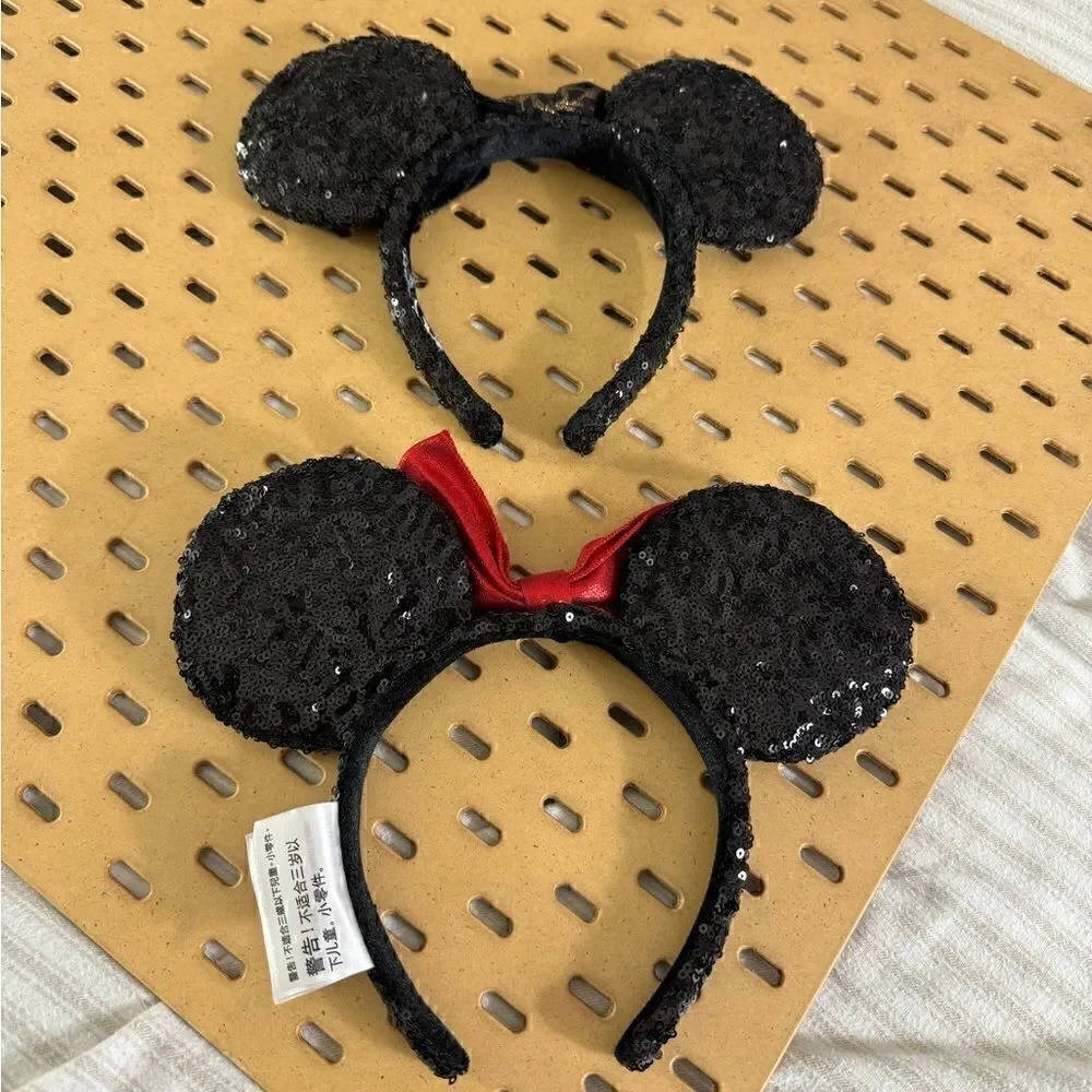Disney Parks sequin Classic Bow Minnie Mouse sets of 2 Hair HeadBands‎